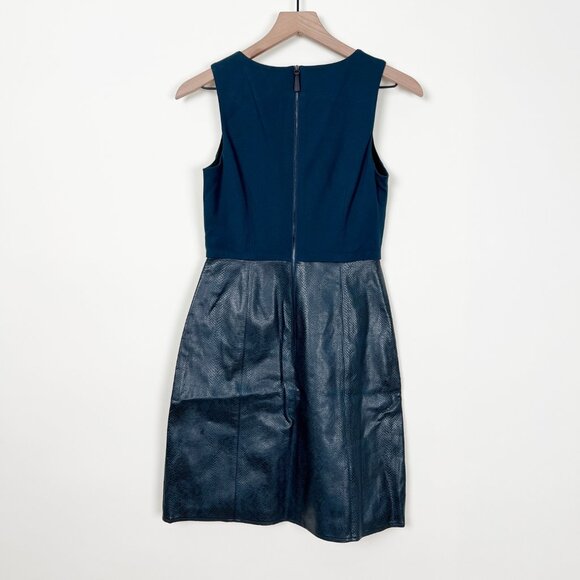 Stunning Cocktail Sheath Dress Mini Midi Faux Leather Wedding Guest Quiet Luxury - Picture 6 of 8